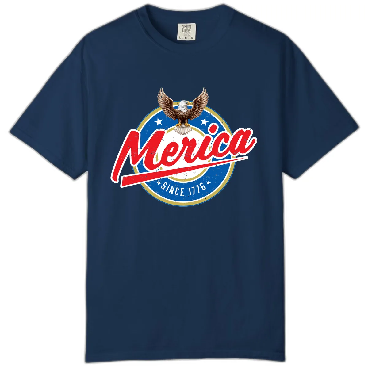 Merica Since 1776 Eagle Badge Comfort Color in Navy