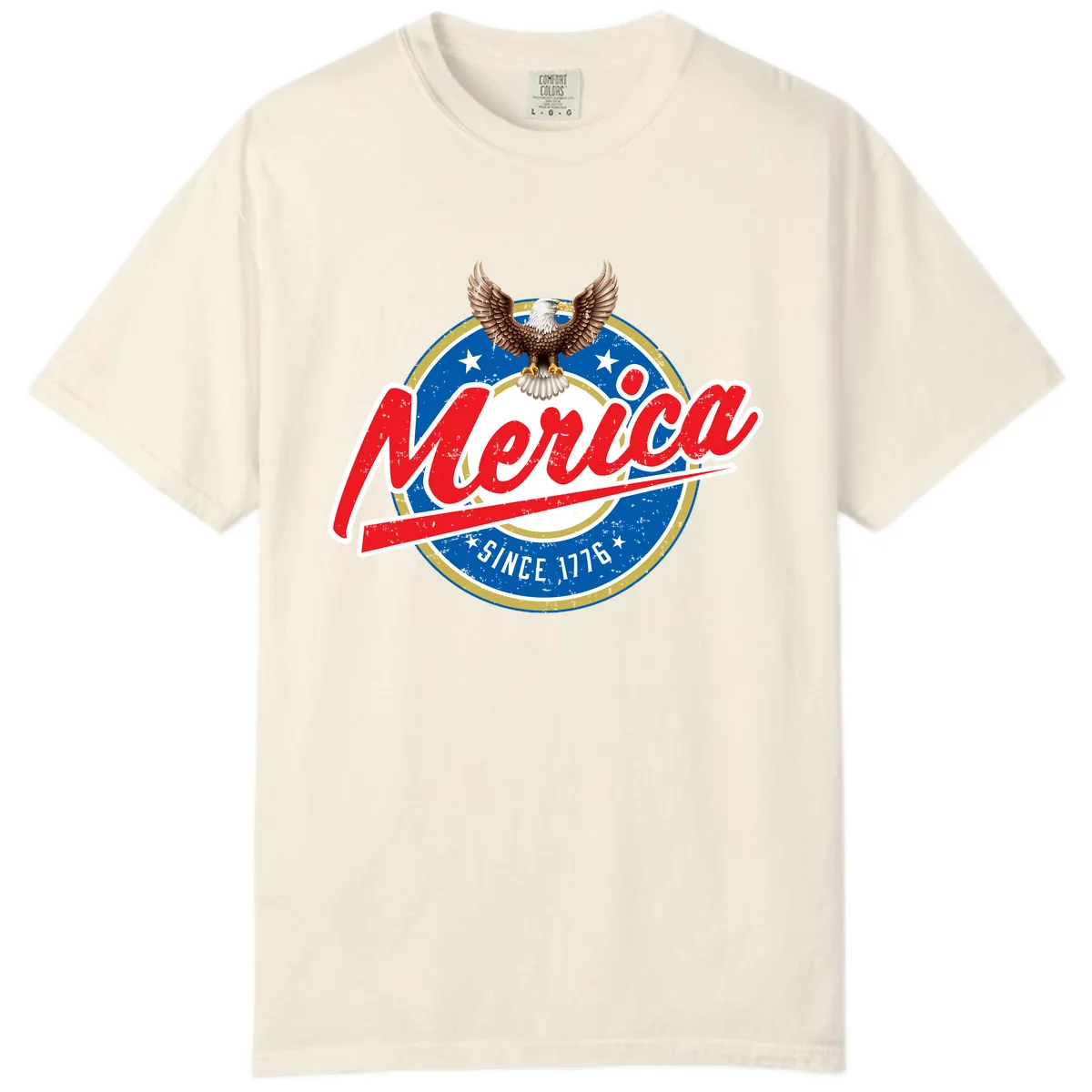 Merica Since 1776 Eagle Badge Comfort Color in Ivory