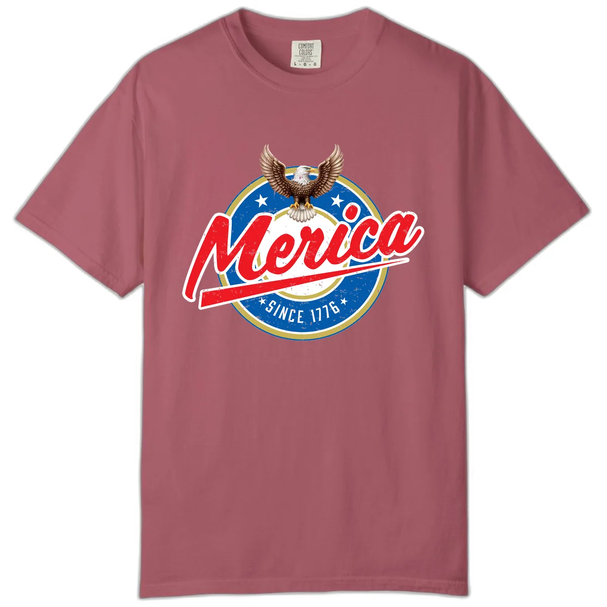 Merica Since 1776 Eagle Badge Comfort Color in Crimson