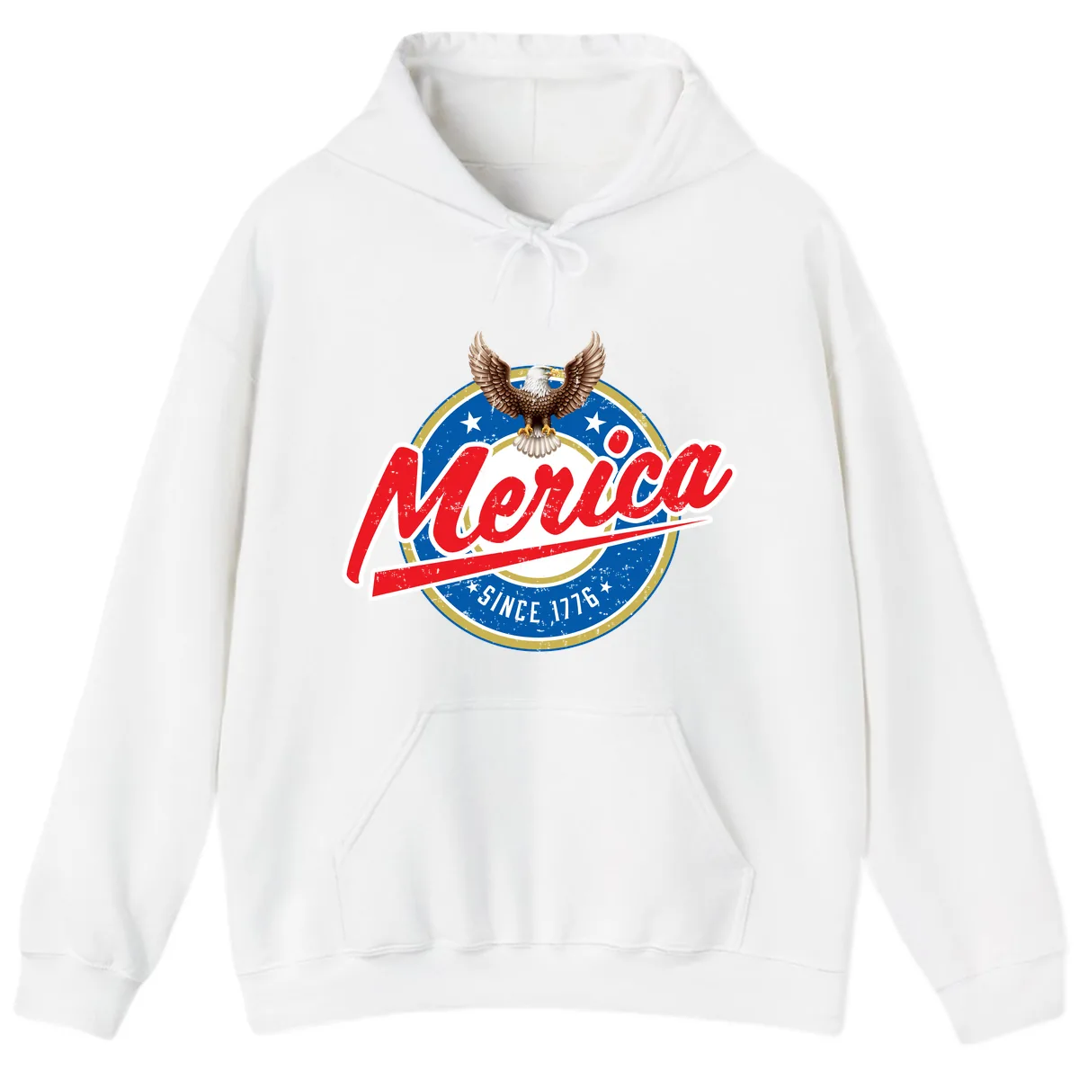 Merica Since 1776 Eagle Badge Hoodie in White