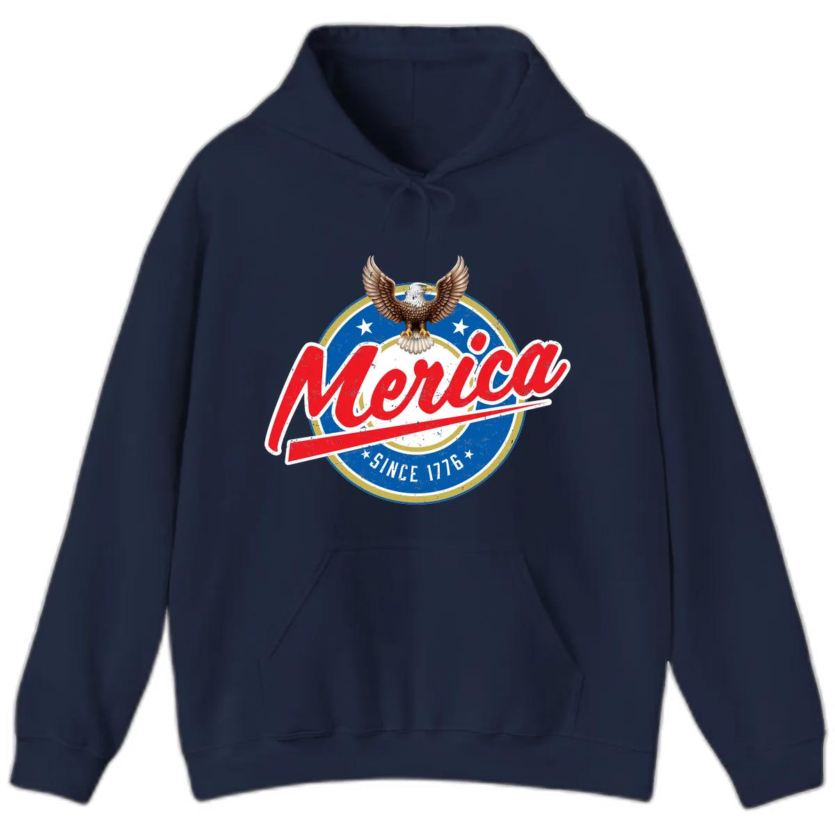 Merica Since 1776 Eagle Badge Hoodie in Navy