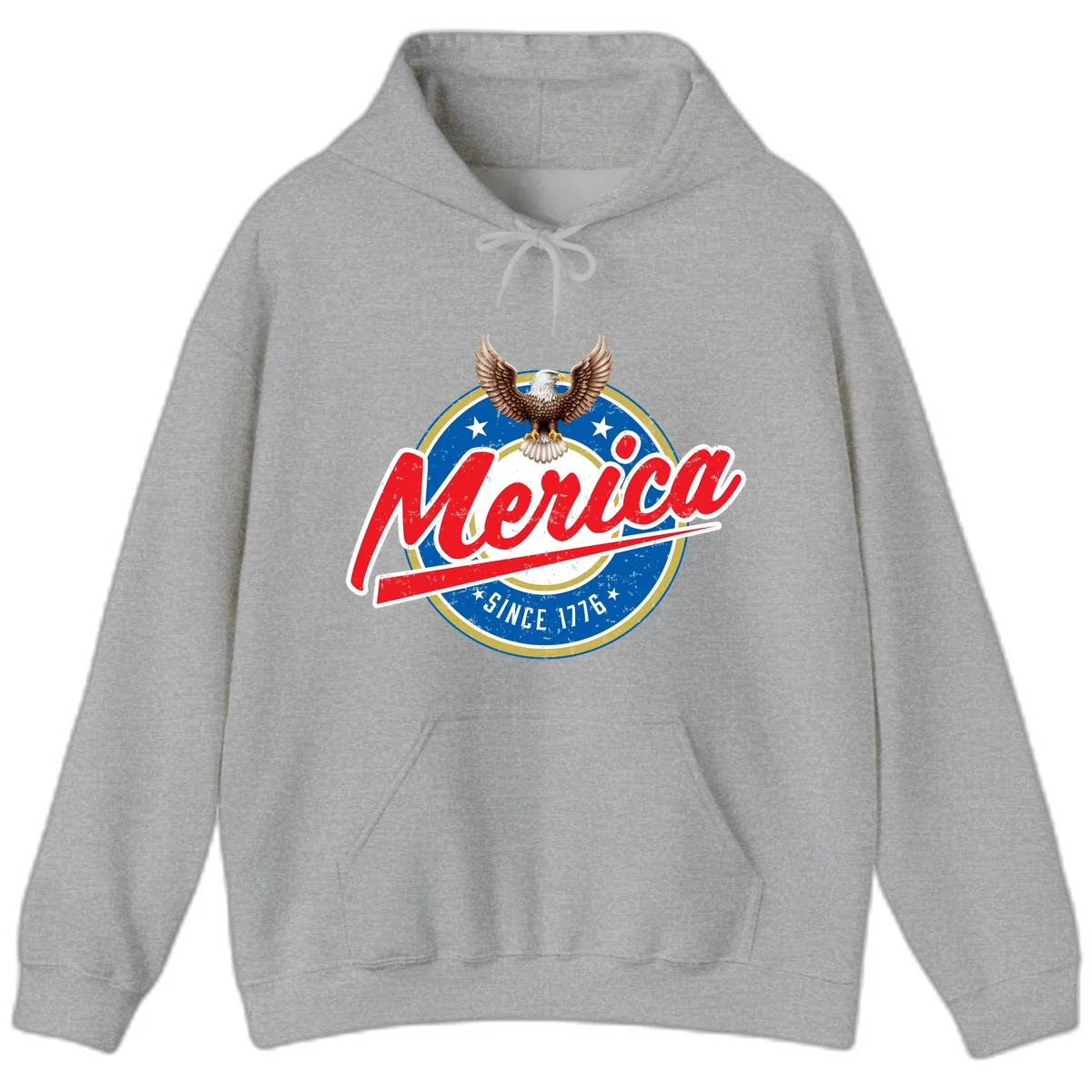 Merica Since 1776 Eagle Badge Hoodie in Sport Grey