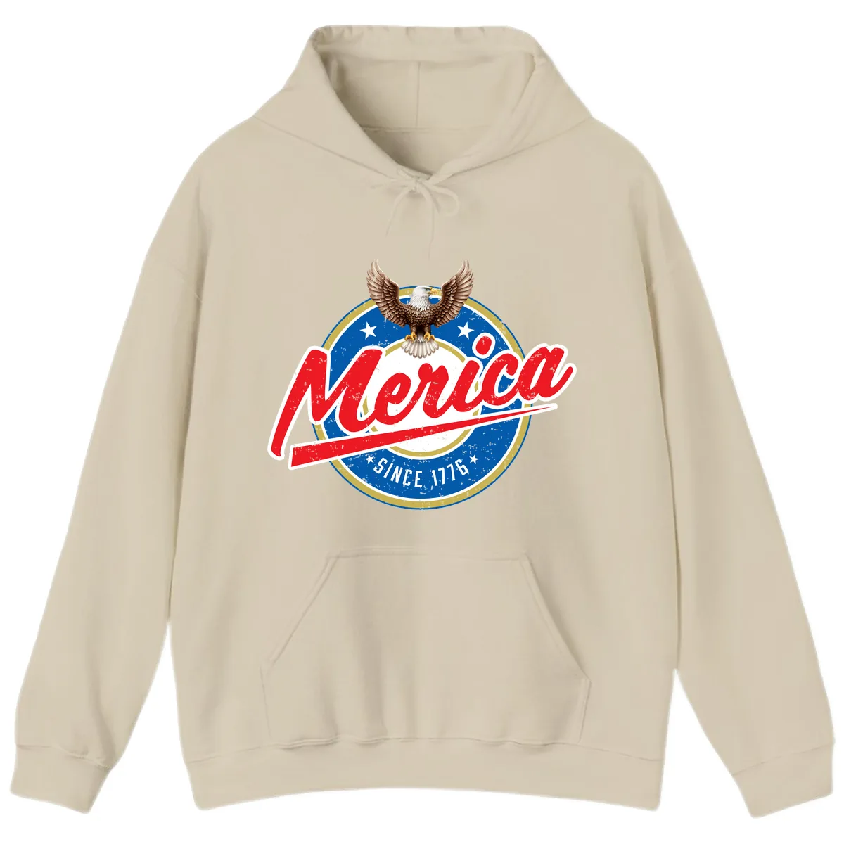 Merica Since 1776 Eagle Badge Hoodie in Sand