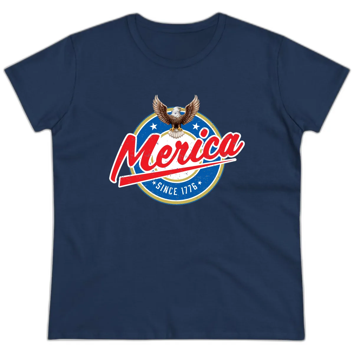 Merica Since 1776 Eagle Badge Ladies Tee in Navy