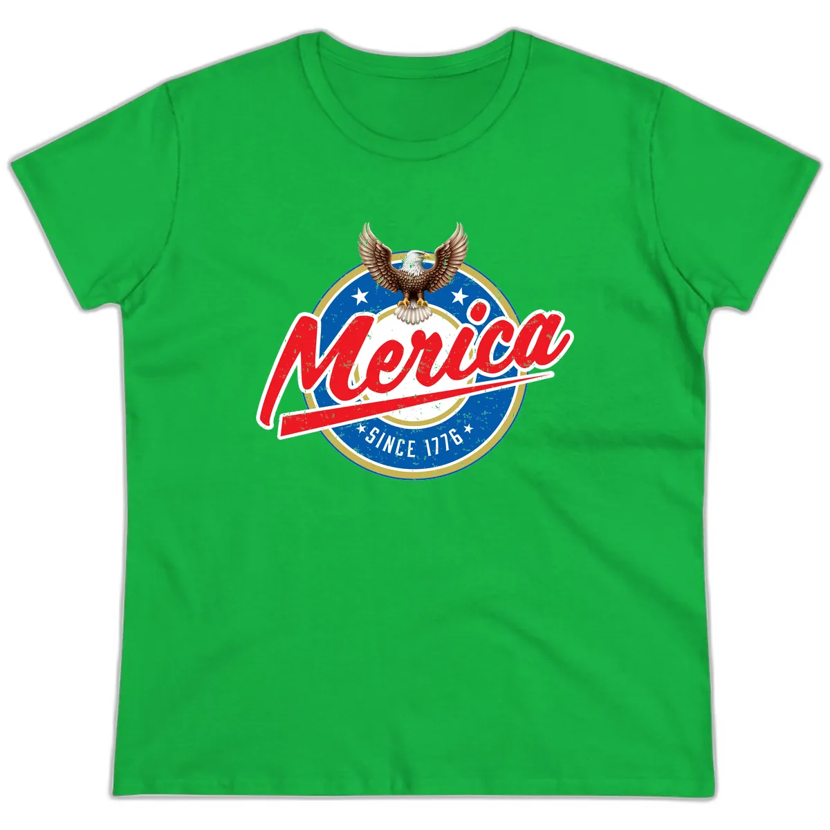 Merica Since 1776 Eagle Badge Ladies Tee in Irish Green