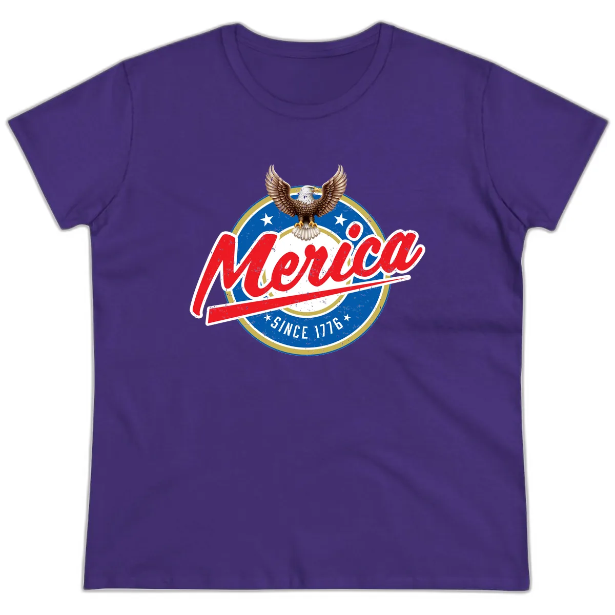 Merica Since 1776 Eagle Badge Ladies Tee in Purple