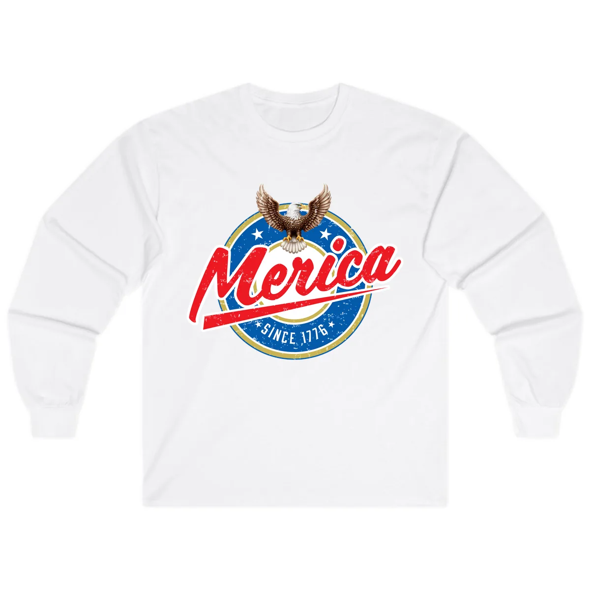 Merica Since 1776 Eagle Badge Long Sleeve in White