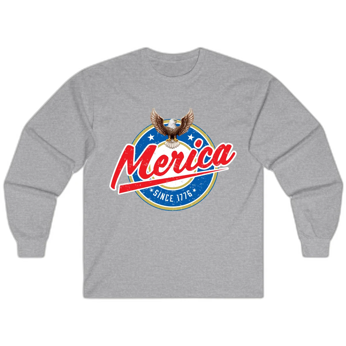 Merica Since 1776 Eagle Badge Long Sleeve in Sport Grey