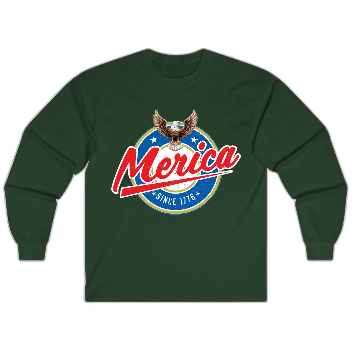 Merica Since 1776 Eagle Badge Long Sleeve in Forest Green