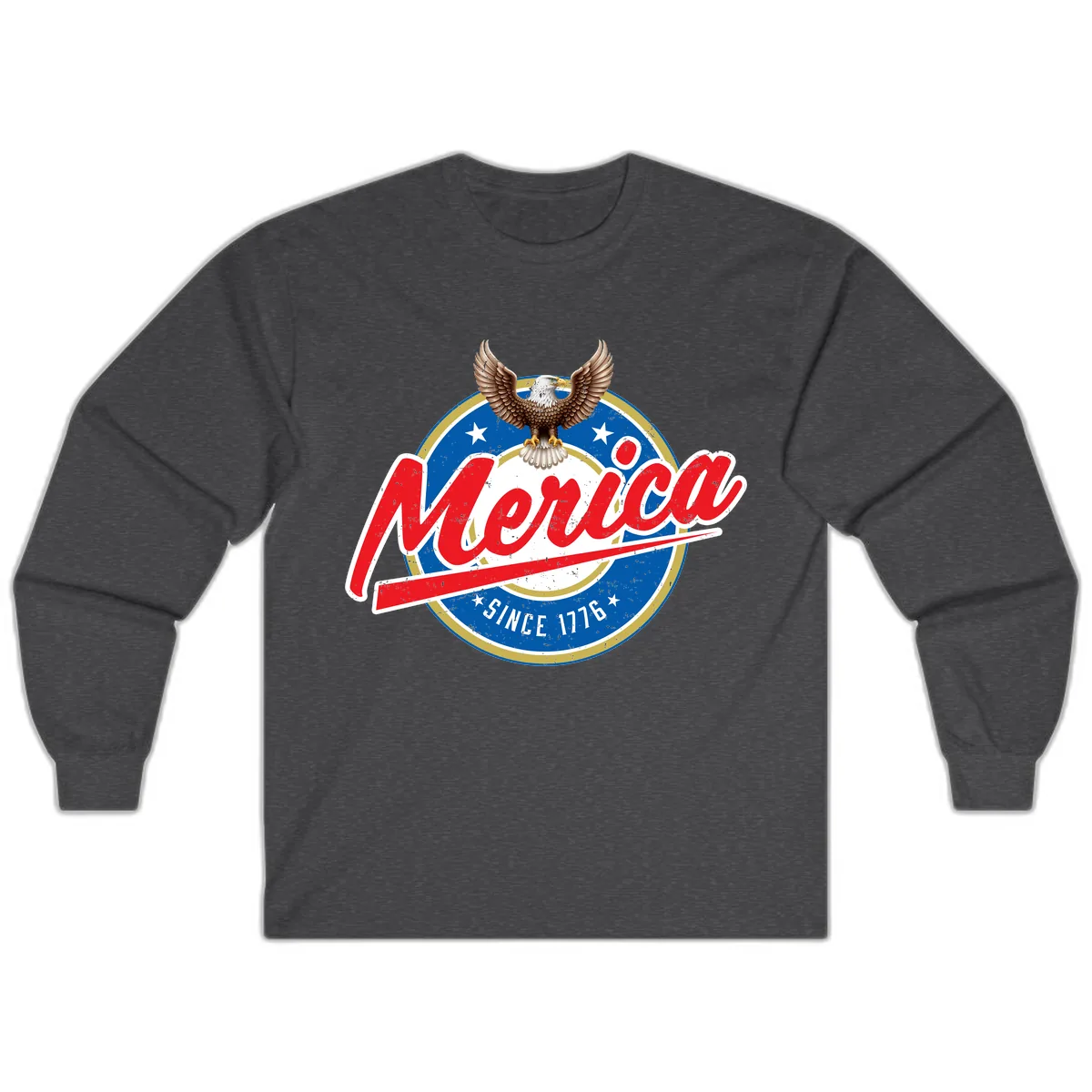 Merica Since 1776 Eagle Badge Long Sleeve in Dark Heather