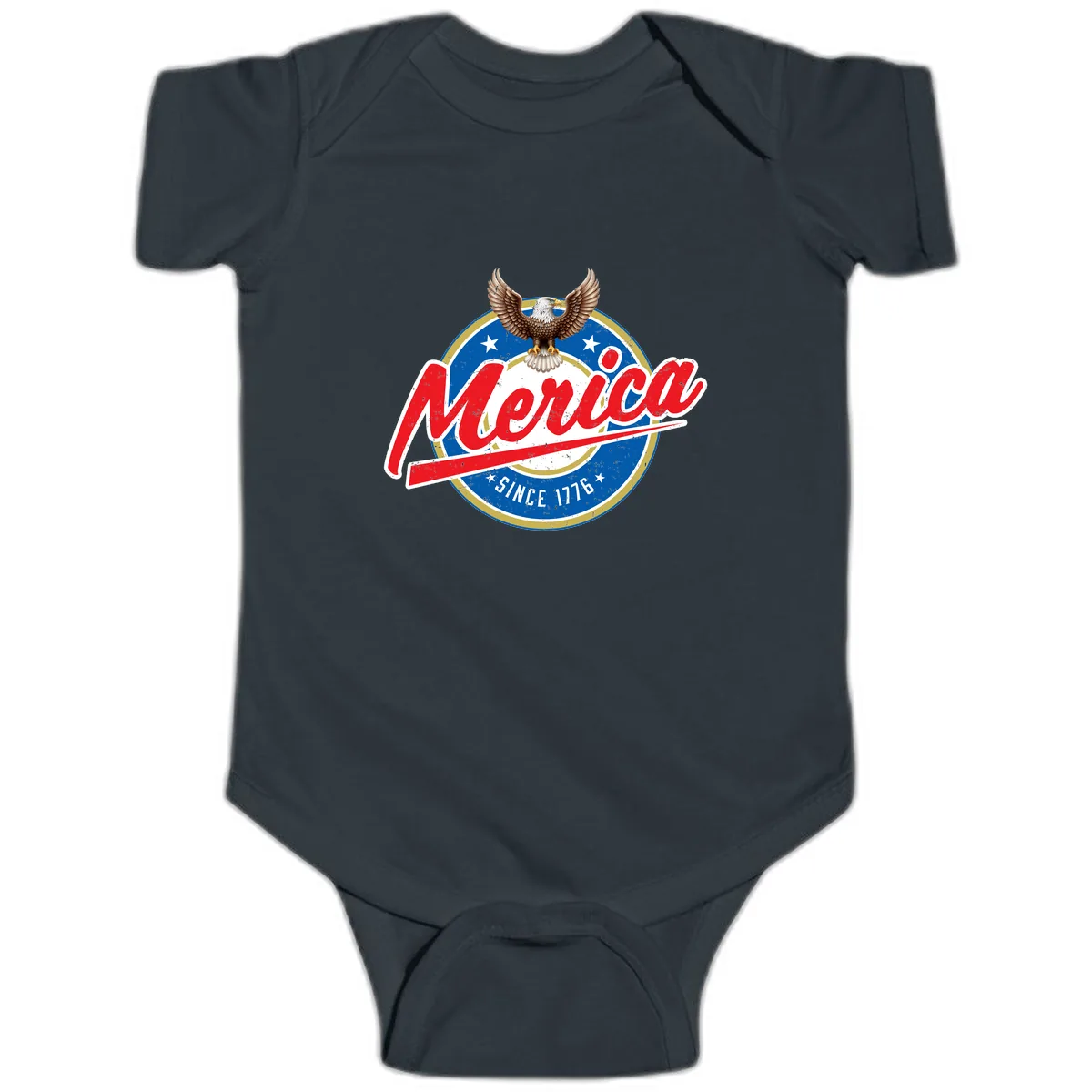 Merica Since 1776 Eagle Badge Baby Onesie in Black
