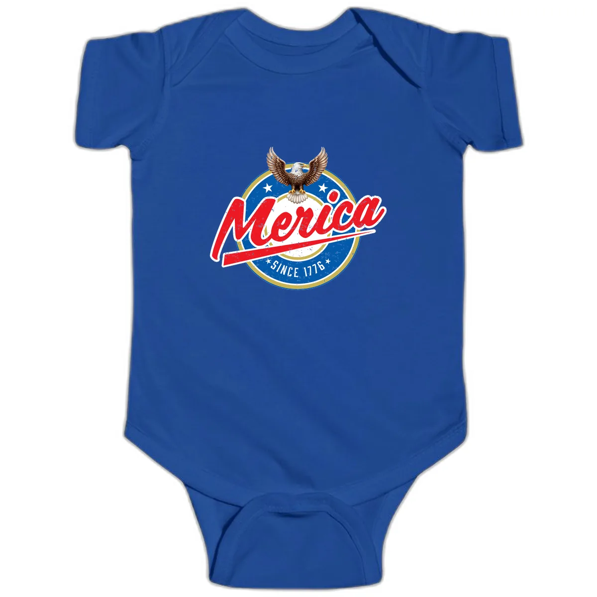 Merica Since 1776 Eagle Badge Baby Onesie in Royal