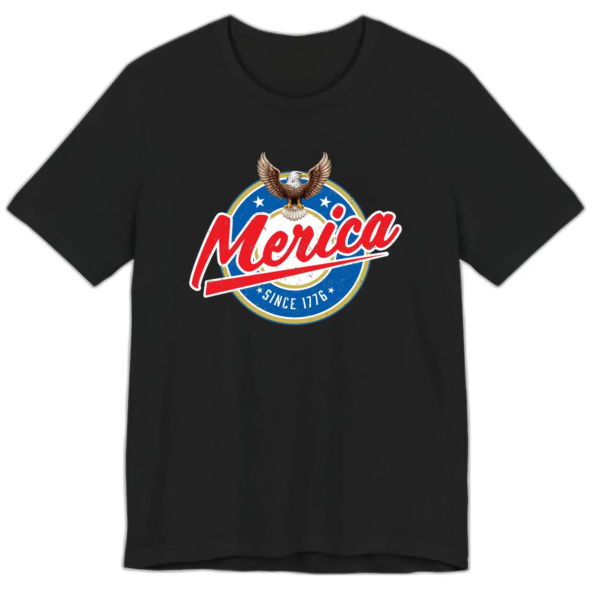 Merica Since 1776 Eagle Badge Premium T-Shirt in Black