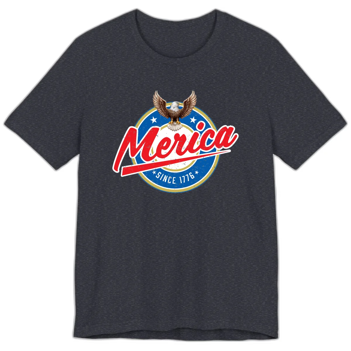 Merica Since 1776 Eagle Badge Premium T-Shirt in Heather Navy