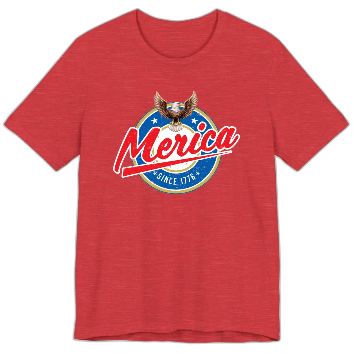 Merica Since 1776 Eagle Badge Premium T-Shirt in Heather Red