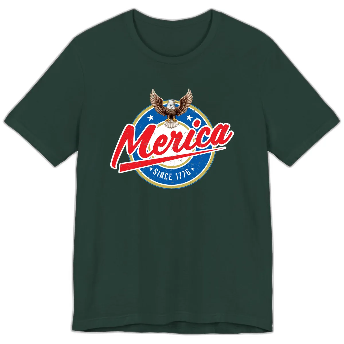 Merica Since 1776 Eagle Badge Premium T-Shirt in Forest