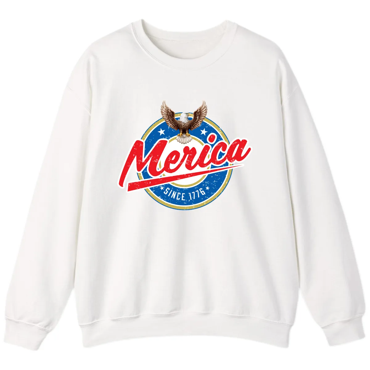 Merica Since 1776 Eagle Badge Sweatshirt in White