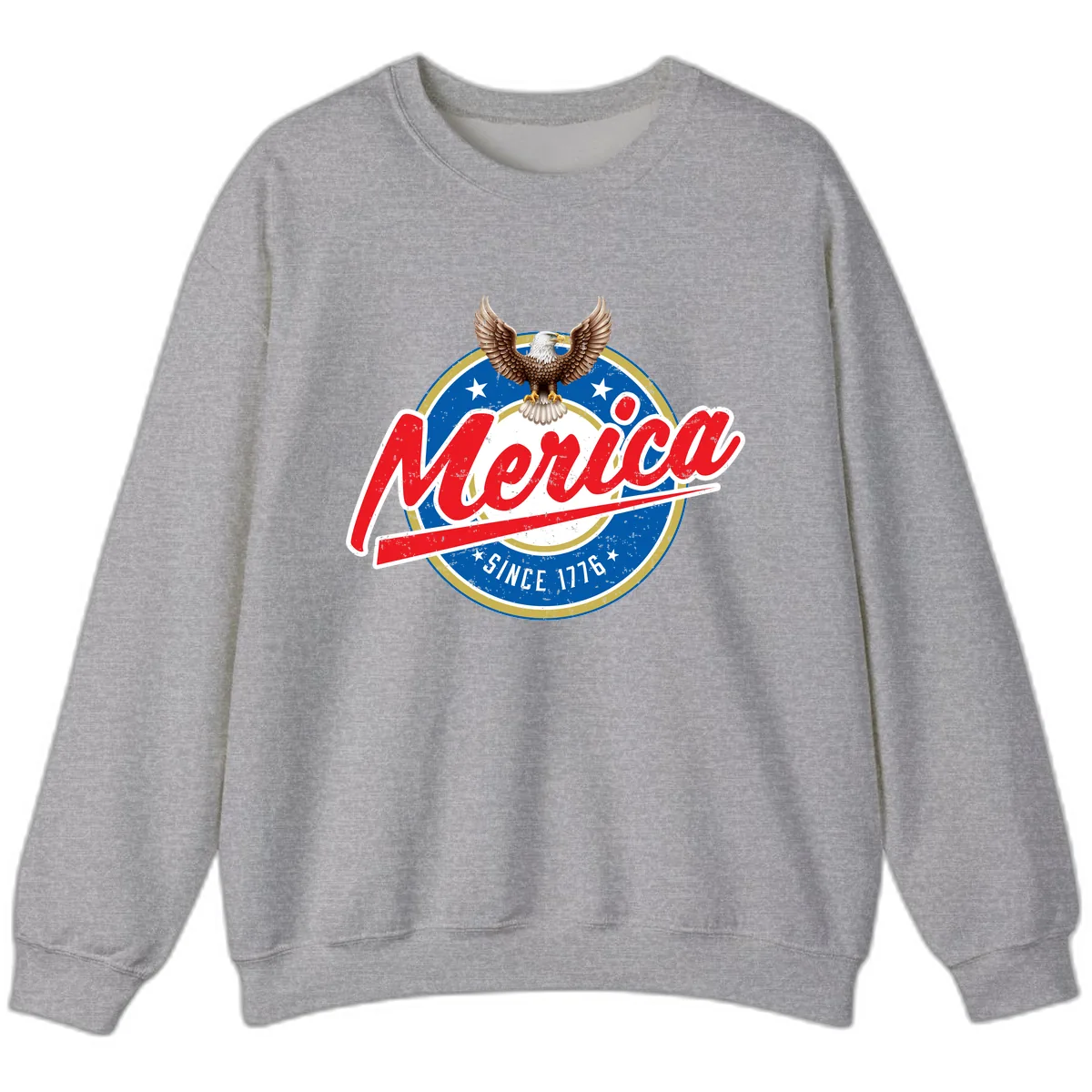 Merica Since 1776 Eagle Badge Sweatshirt in Sport Grey