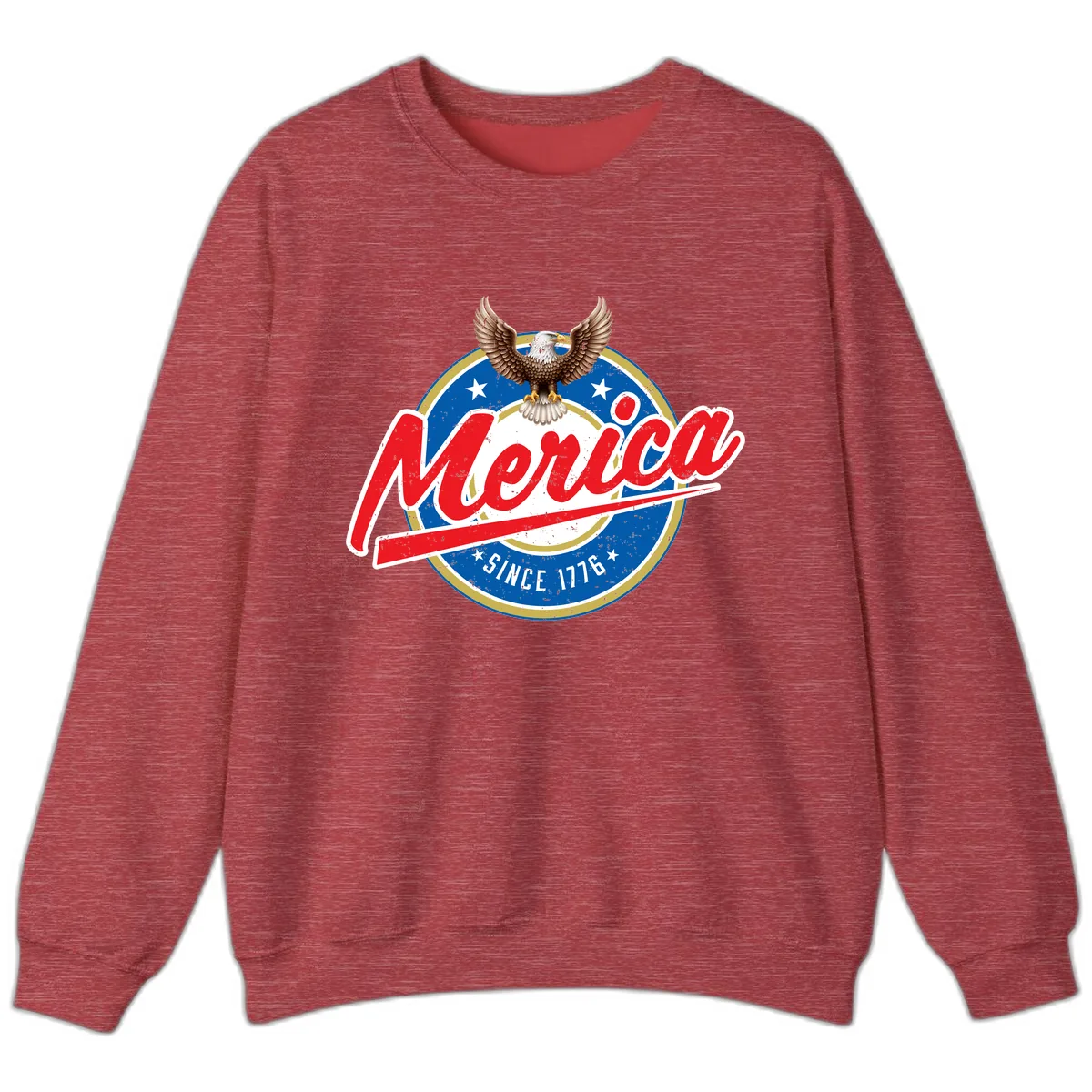 Merica Since 1776 Eagle Badge Sweatshirt in Heather Scarlet Red