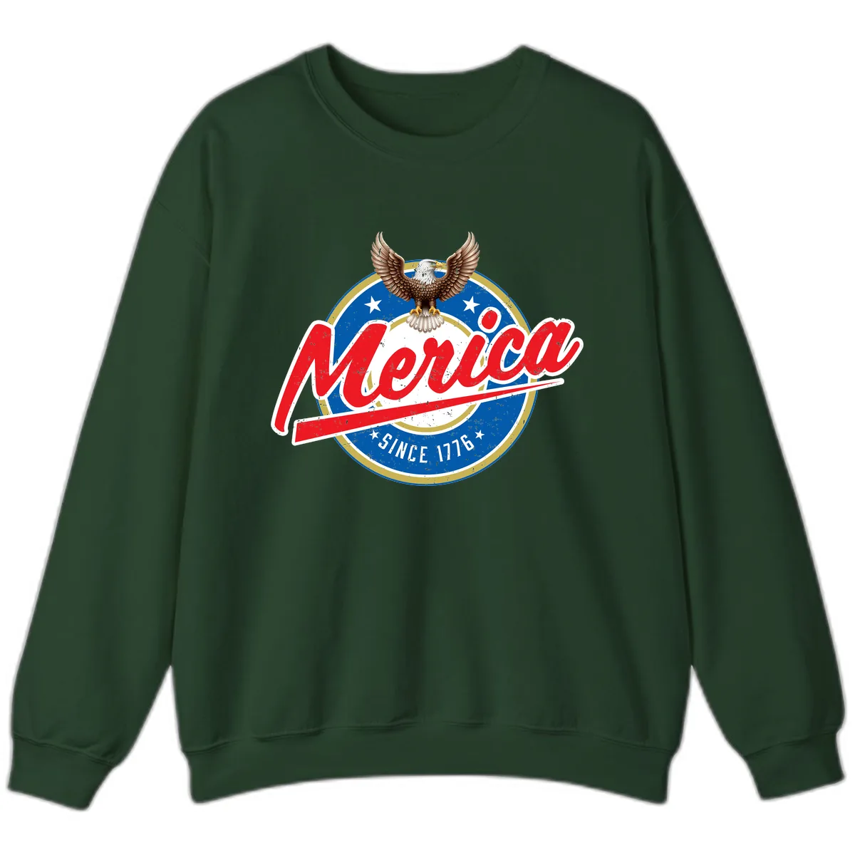 Merica Since 1776 Eagle Badge Sweatshirt in Forest Green