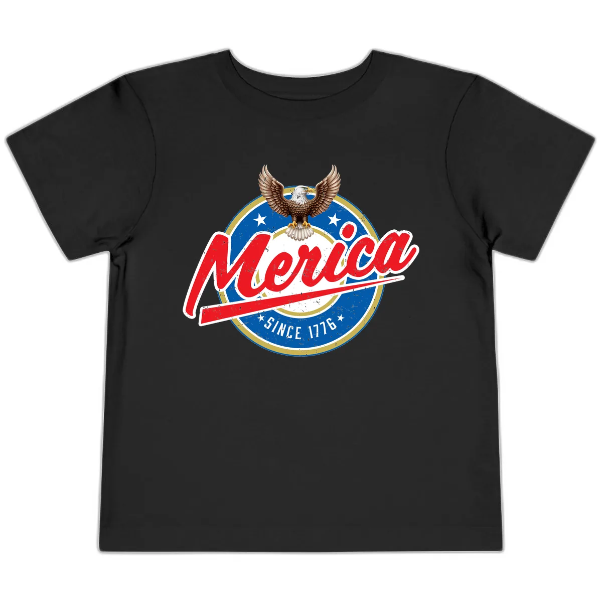 Merica Since 1776 Eagle Badge Toddler T-Shirt in Black