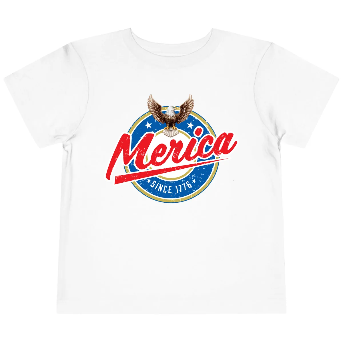 Merica Since 1776 Eagle Badge Toddler T-Shirt in White