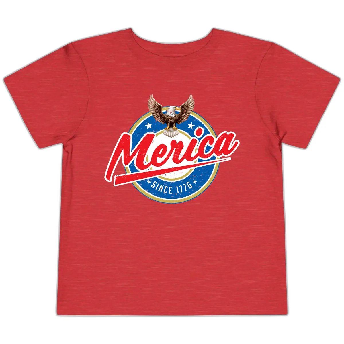 Merica Since 1776 Eagle Badge Toddler T-Shirt in Heather Red