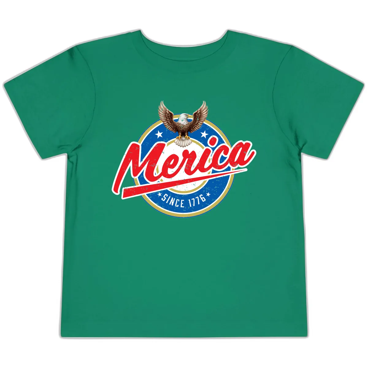 Merica Since 1776 Eagle Badge Toddler T-Shirt in Kelly