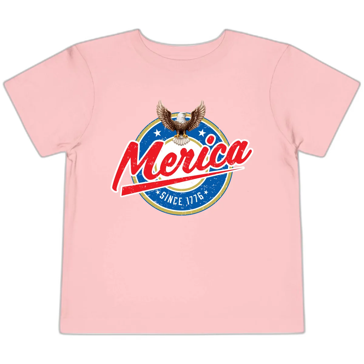 Merica Since 1776 Eagle Badge Toddler T-Shirt in Pink
