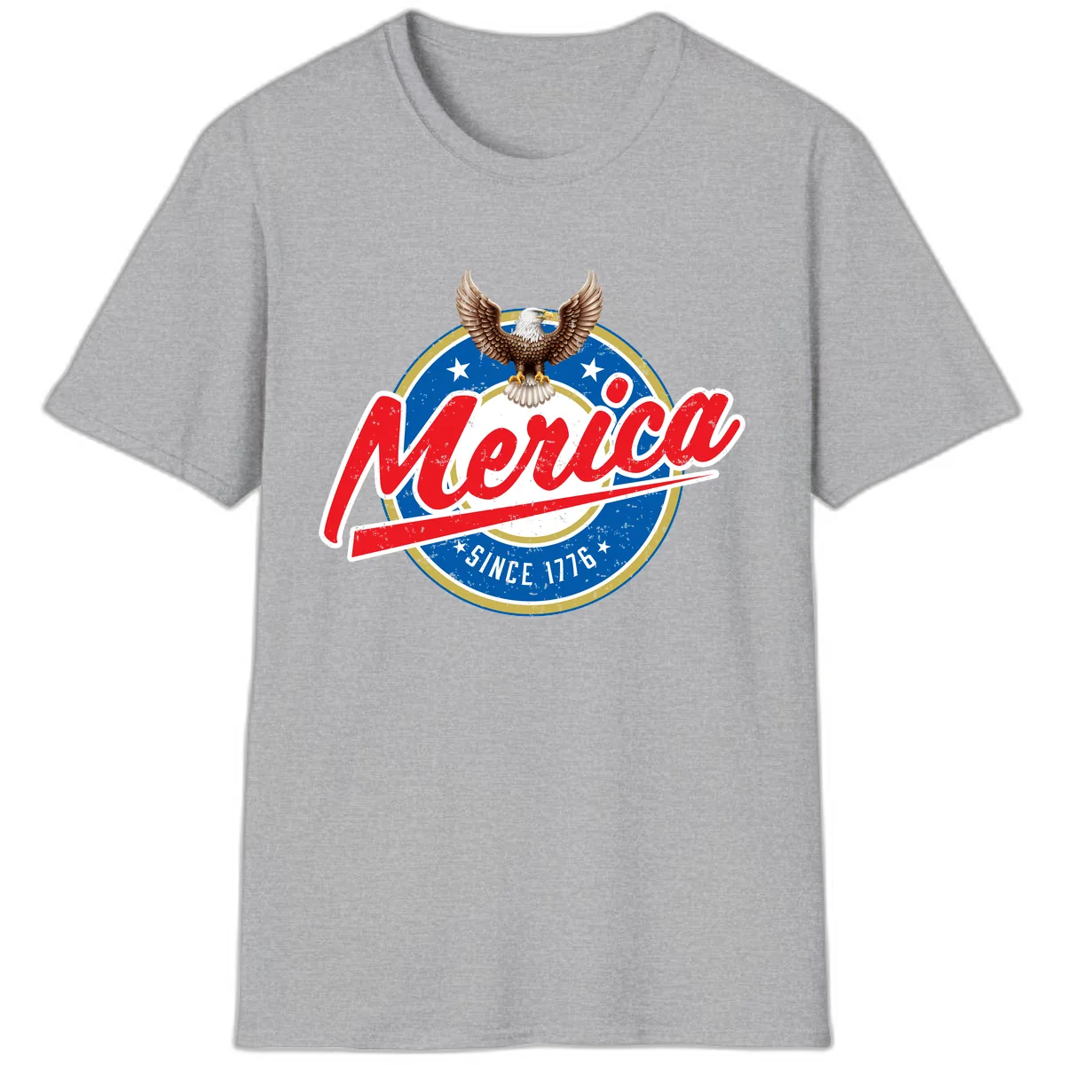 Merica Since 1776 Eagle Badge T-Shirt in Sport Grey