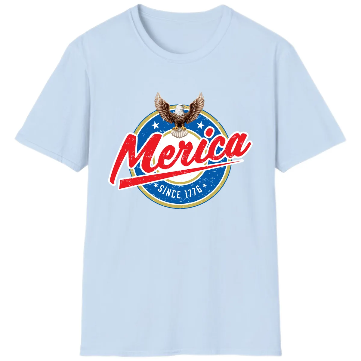 Merica Since 1776 Eagle Badge T-Shirt in Light Blue