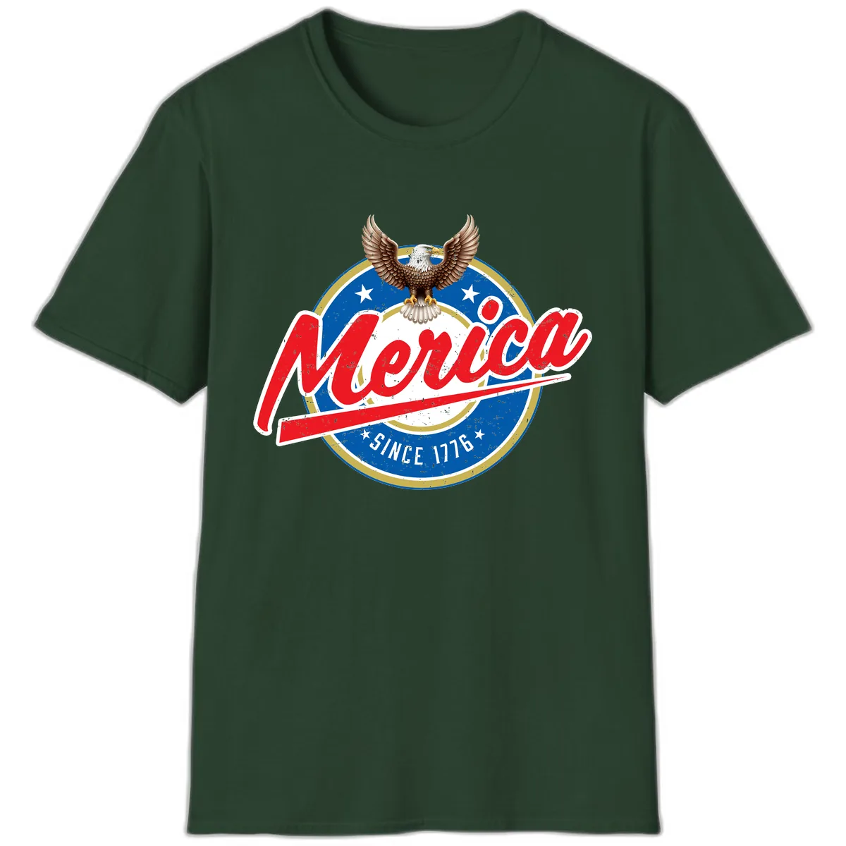 Merica Since 1776 Eagle Badge T-Shirt in Forest Green
