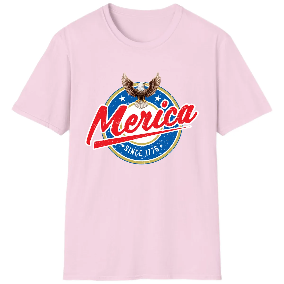 Merica Since 1776 Eagle Badge T-Shirt in Light Pink