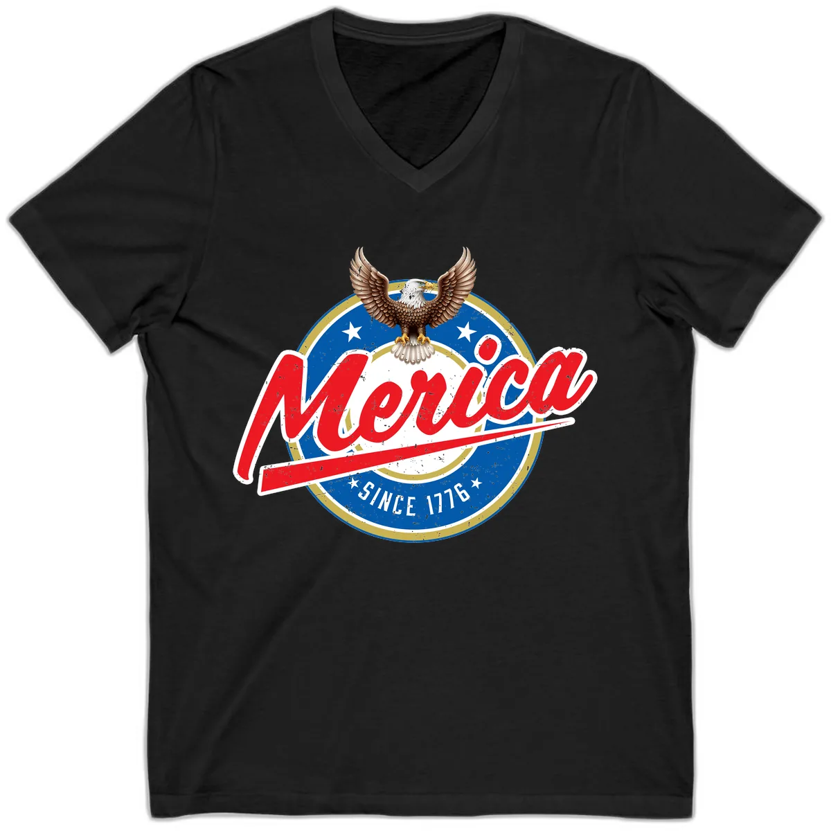 Merica Since 1776 Eagle Badge V-Neck in Black