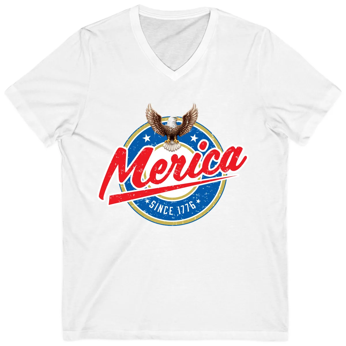 Merica Since 1776 Eagle Badge V-Neck in White