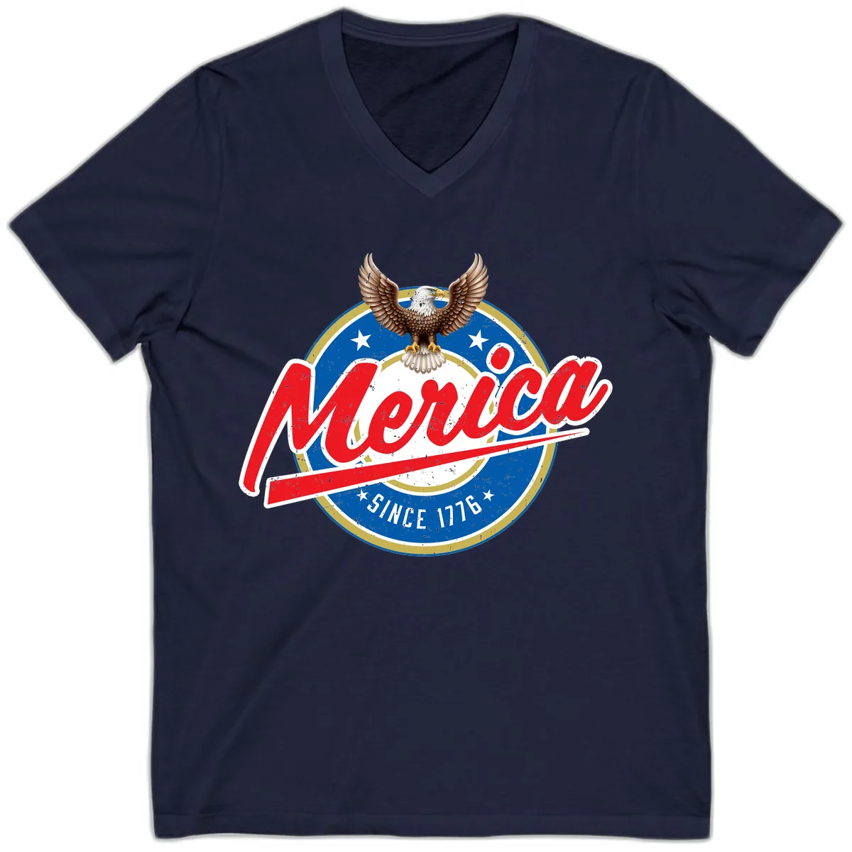 Merica Since 1776 Eagle Badge V-Neck in Navy