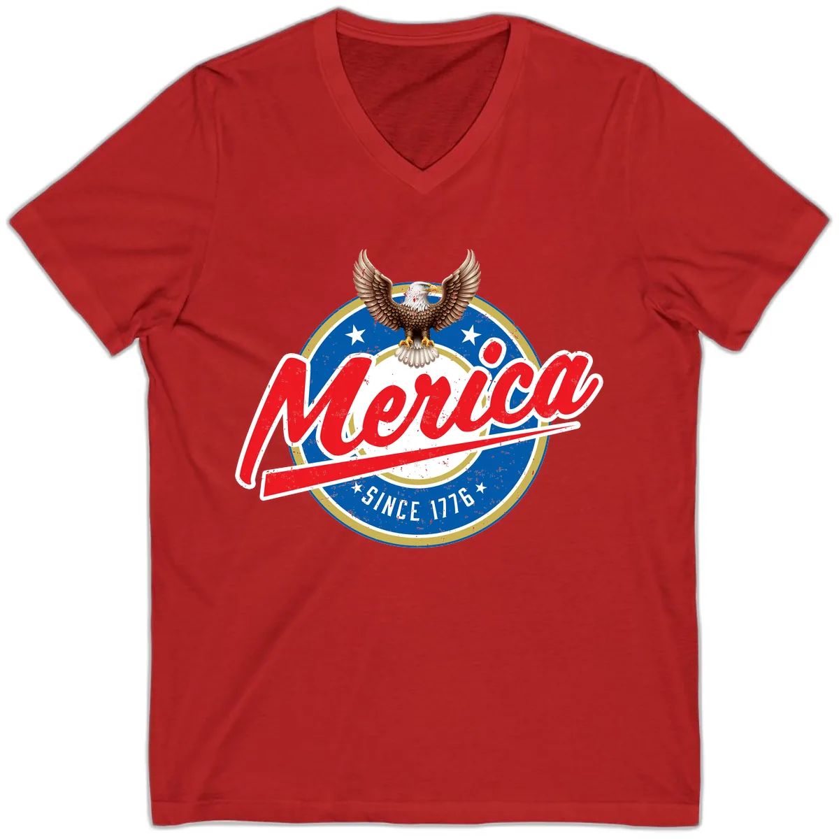 Merica Since 1776 Eagle Badge V-Neck in Red