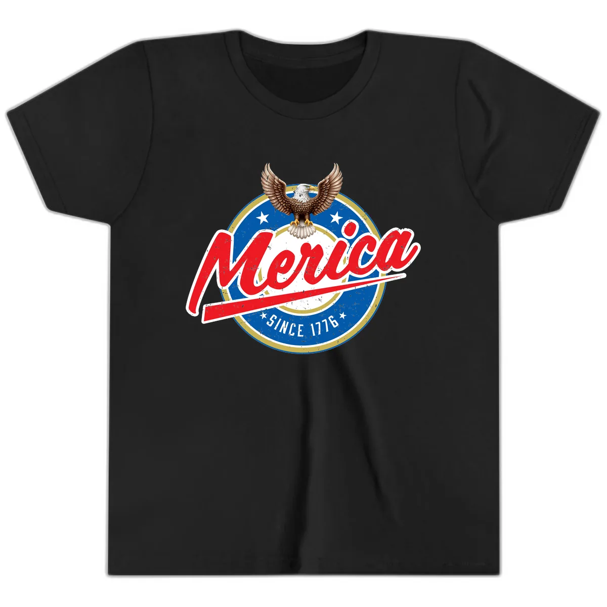 Merica Since 1776 Eagle Badge Youth T-Shirt in Black