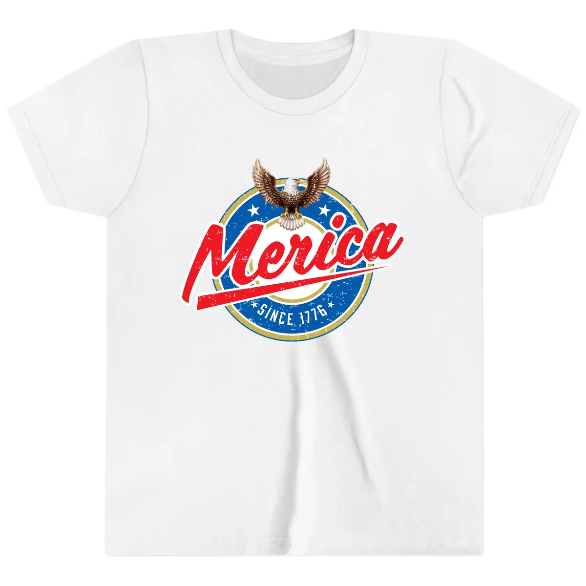 Merica Since 1776 Eagle Badge Youth T-Shirt in White