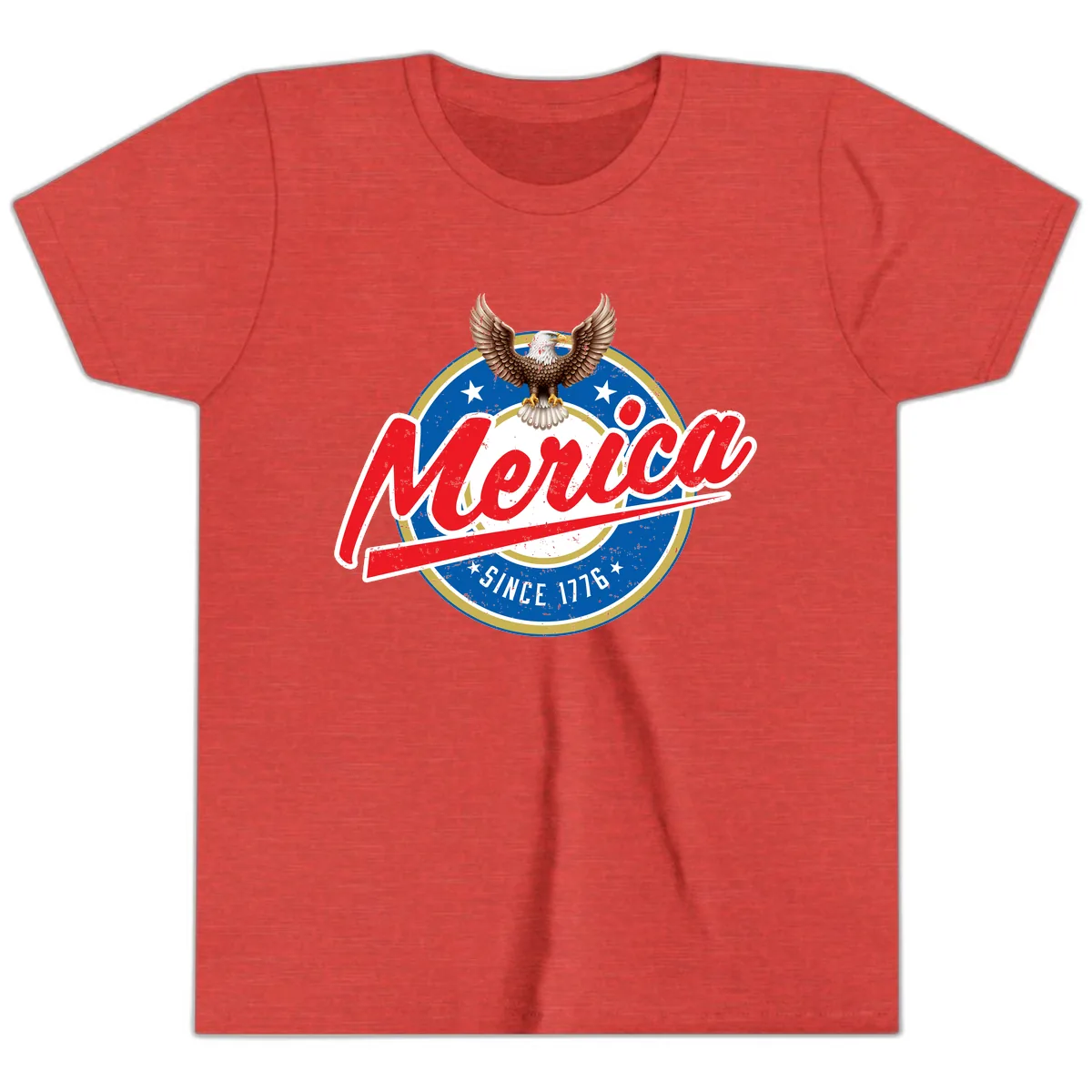 Merica Since 1776 Eagle Badge Youth T-Shirt in Heather Red