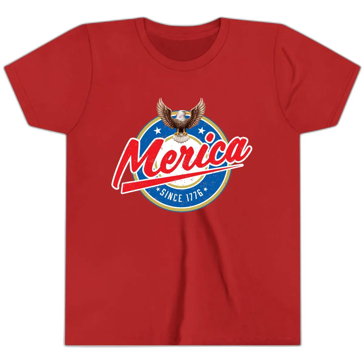Merica Since 1776 Eagle Badge Youth T-Shirt in Red