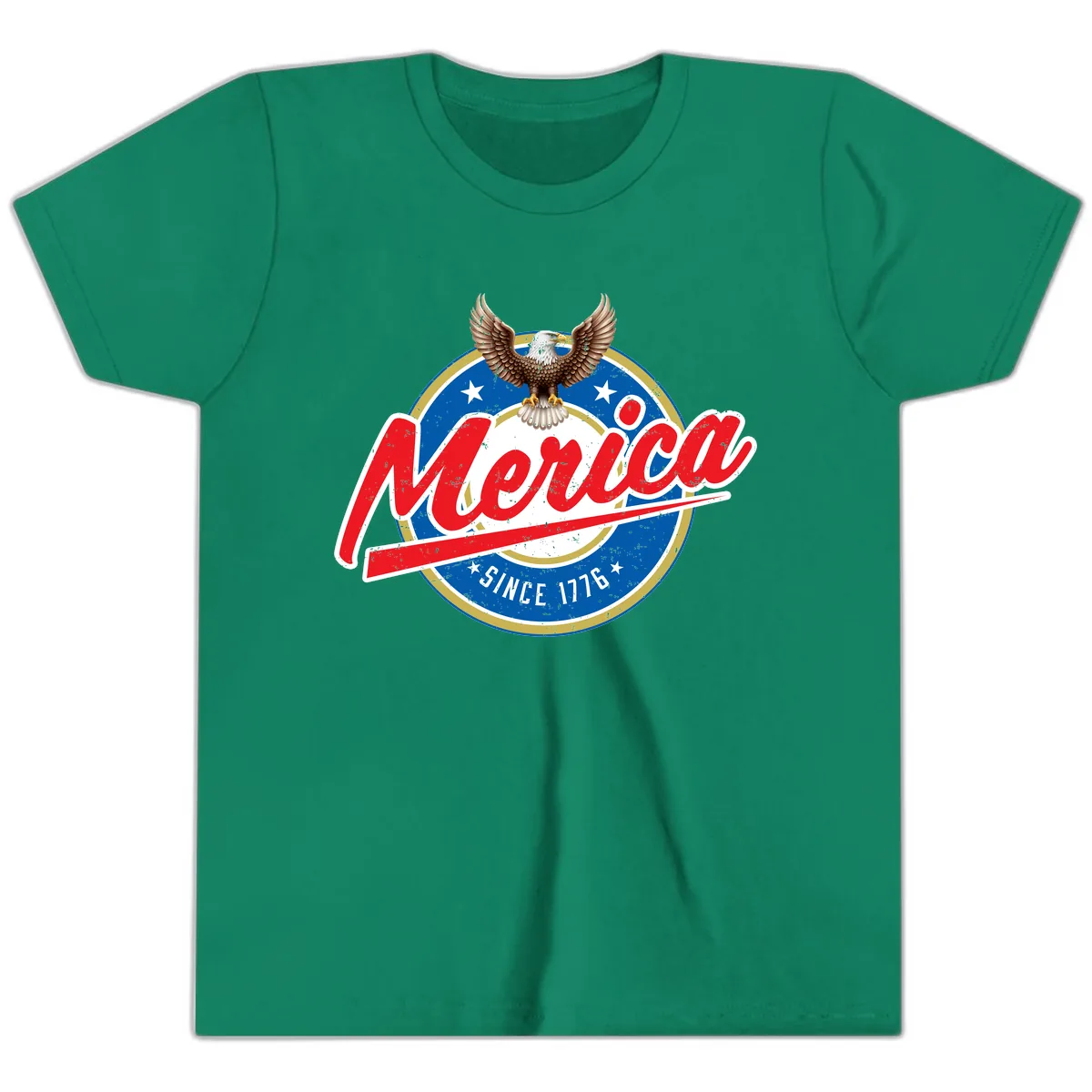 Merica Since 1776 Eagle Badge Youth T-Shirt in Kelly
