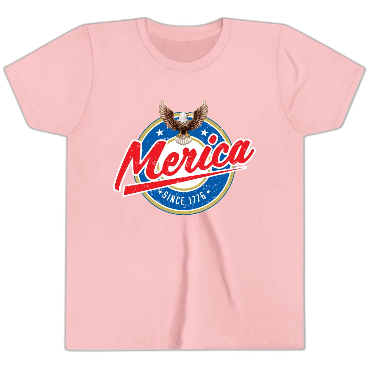 Merica Since 1776 Eagle Badge Youth T-Shirt in Pink