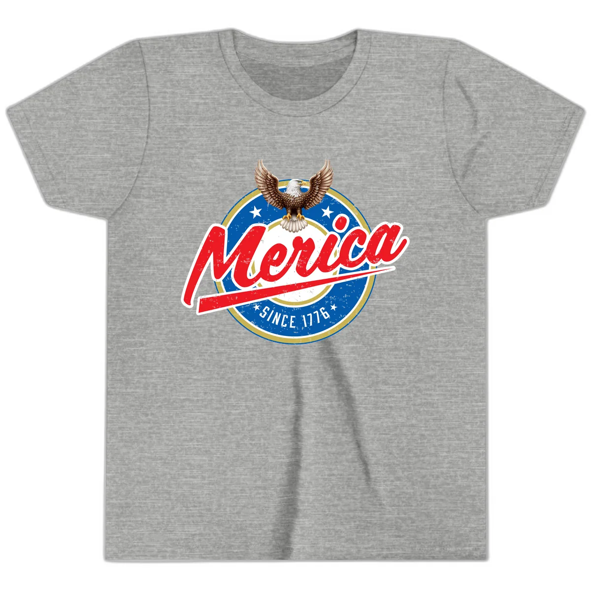Merica Since 1776 Eagle Badge Youth T-Shirt in Athletic Heather