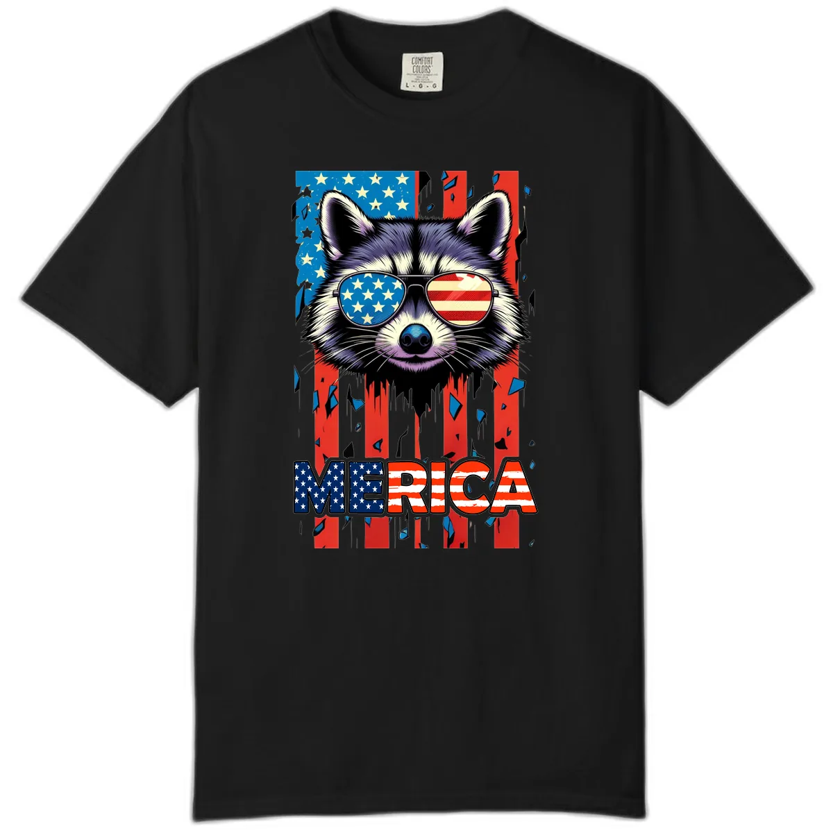 Patriotic Raccoon Merica Sunglasses Comfort Color in Black