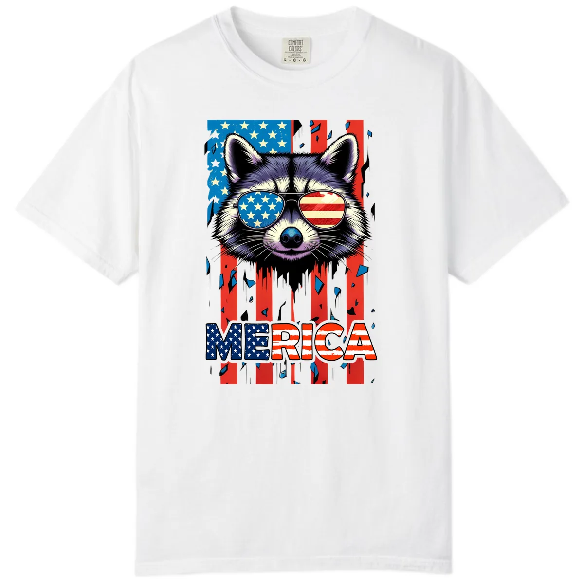 Patriotic Raccoon Merica Sunglasses Comfort Color in White