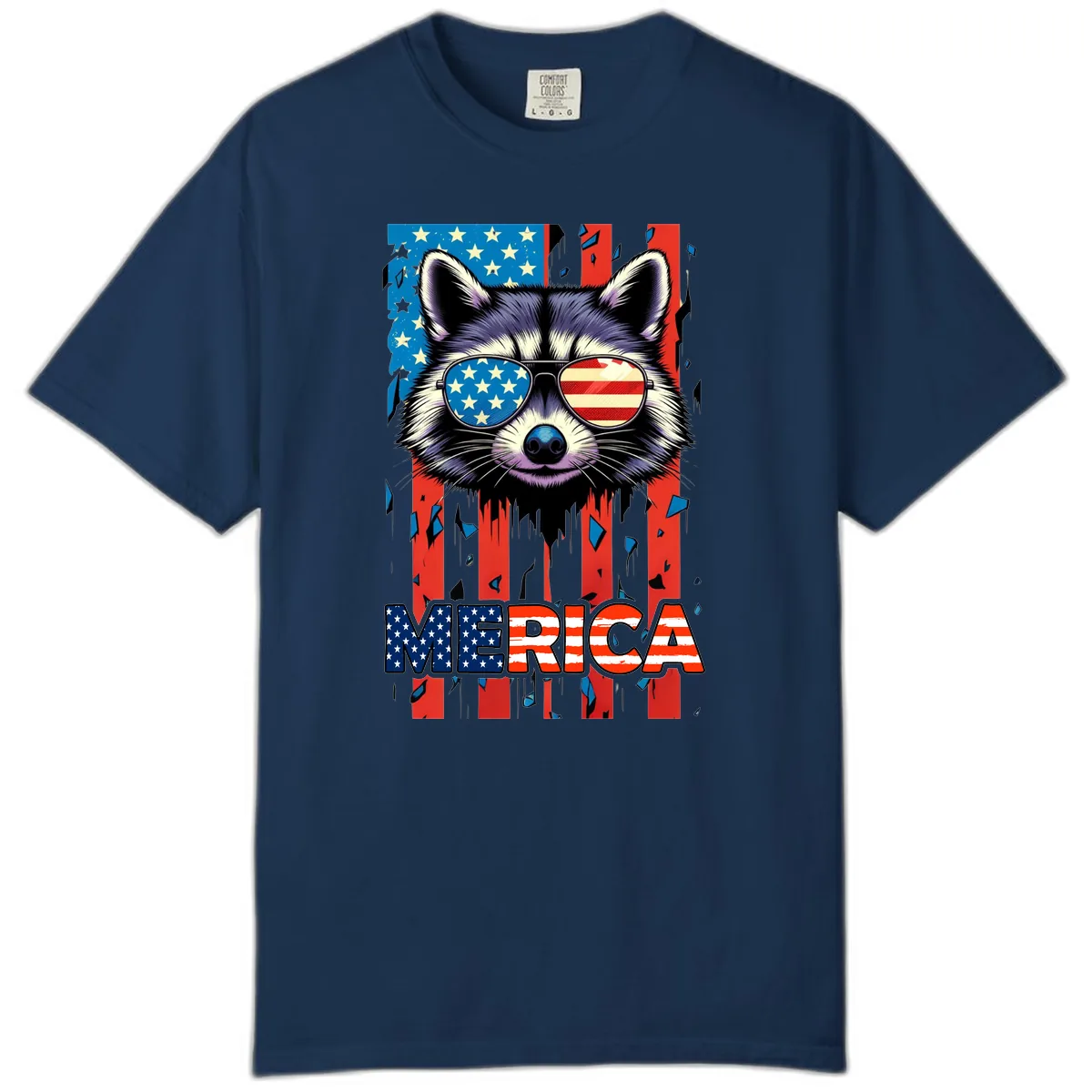 Patriotic Raccoon Merica Sunglasses Comfort Color in Navy