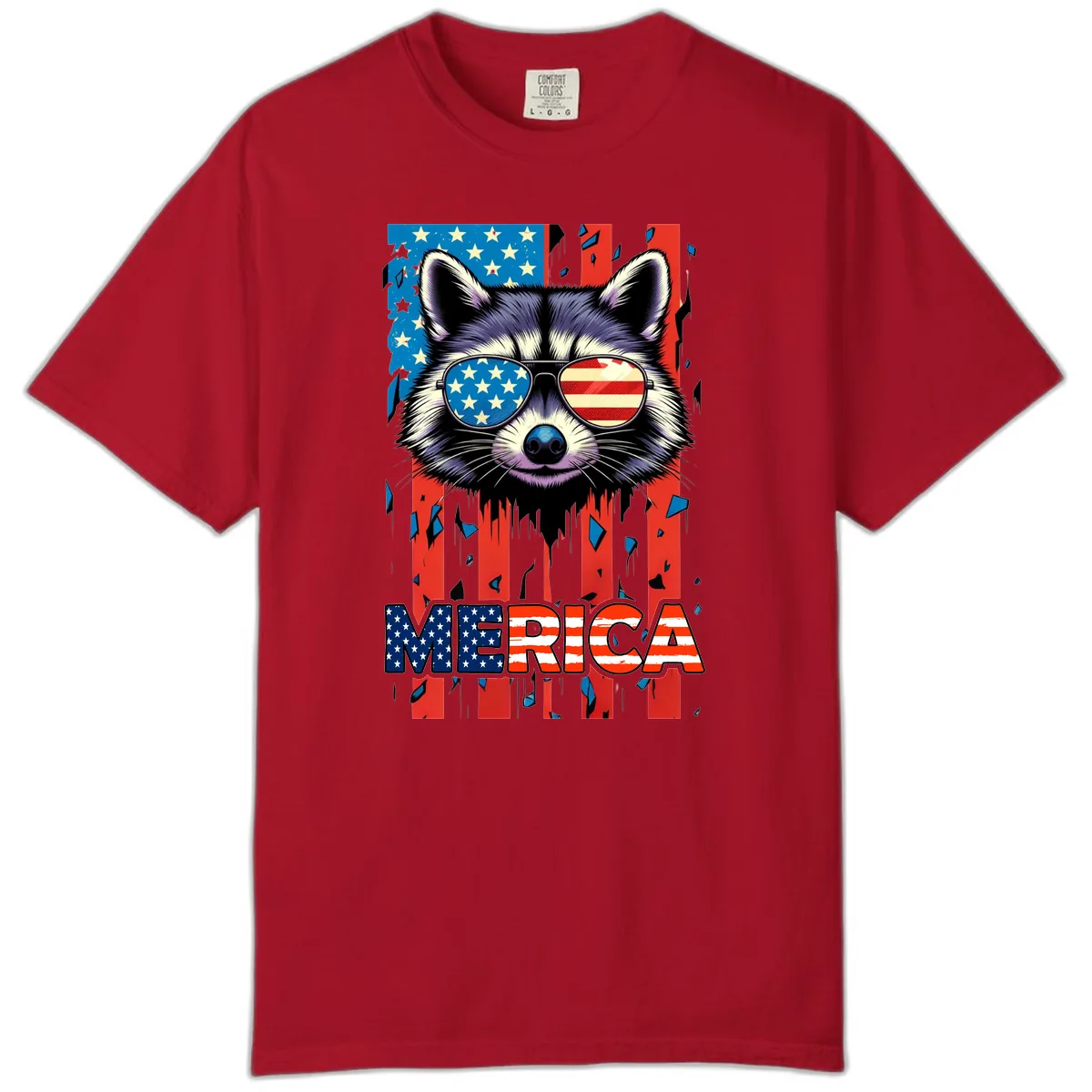 Patriotic Raccoon Merica Sunglasses Comfort Color in Red