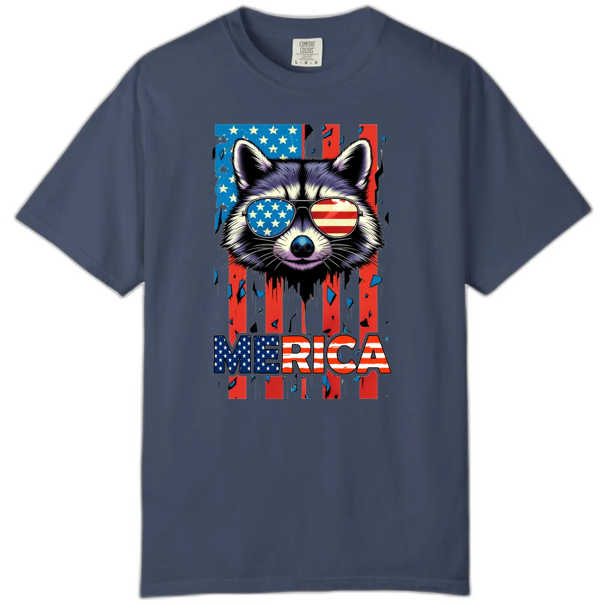 Patriotic Raccoon Merica Sunglasses Comfort Color in Midnight