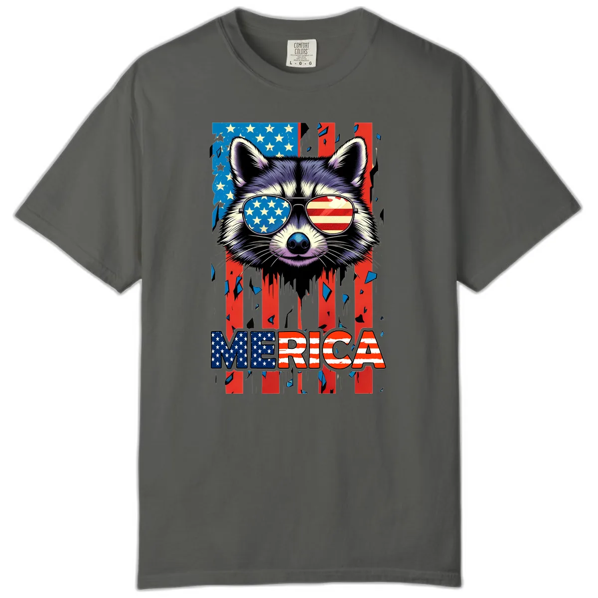 Patriotic Raccoon Merica Sunglasses Comfort Color in Pepper